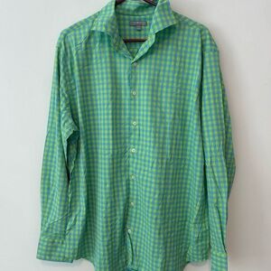 Peter Millar Green Checkered Wicking Men's Shirt